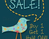 Instant Download, BOGO Half Off, Etsy Sale Graphic, Bird Graphics, PNG File, Digital Download, Listing Graphics