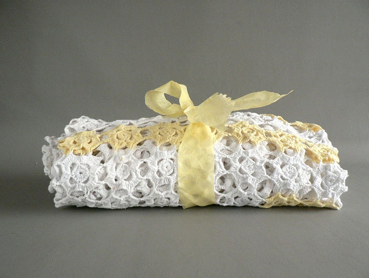 Vintage Cotton Crochet Baby Blanket