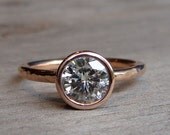 Moissanite Engagement Ring - Recycled 14k Rose Gold, Made to Order - Eco-Friendly Diamond Alternative