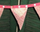 Pink Bunting Flag Garland made from antique quilt