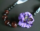 CLEARANCE. violette . floral knottted wood bead necklace