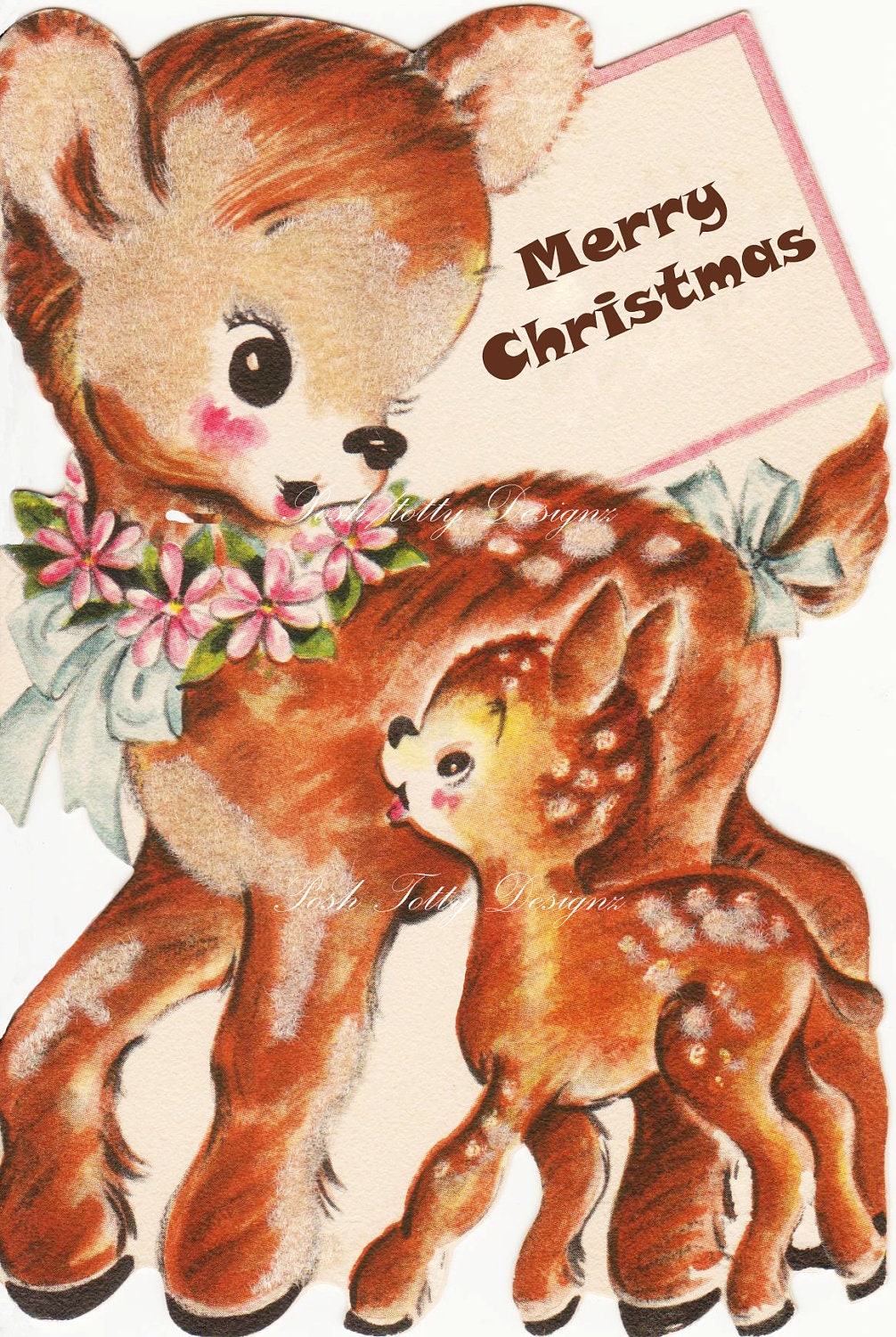 1940s The Deerest of Does Vintage Greetings Card Digital Download Printable Images (319)