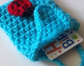 On Etsy Peacock Crochet Gift Card Bag with Ladybug