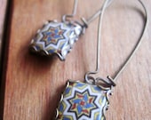 Arts & Crafts Mission style, Catalina Tile Drop earrings,  California Pottery design jewelry,  Boho jewelry, Gypsy jewelry