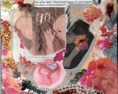GHOST INSINUATIONS - One of a Kind Original Painting Collage Art Fusion Mix - Different Colors of Acrylic Paint and Mixed Media Collage Art