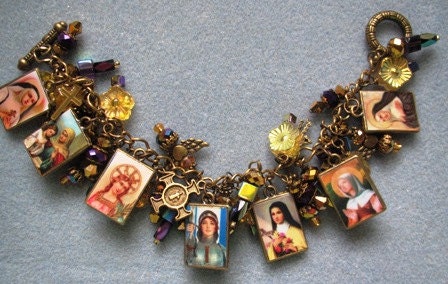 Made to Order - Loaded Photo Charm Bracelet - Your Choice of Color and Theme - Catholic, Christmas, Holiday, Etc.