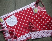 Aprons - Mommy and Me Aprons - Womens Red Polka Dot  Aprons - I Love Lucy Aprons - Mother and Daughter Matching Aprons
