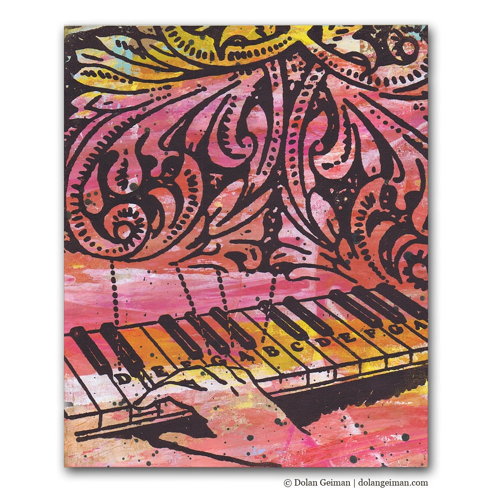 Mardi Gras Art Gift, Piano Player Musical Gift, Original Panel Painting on Wood, New Orleans Vacation