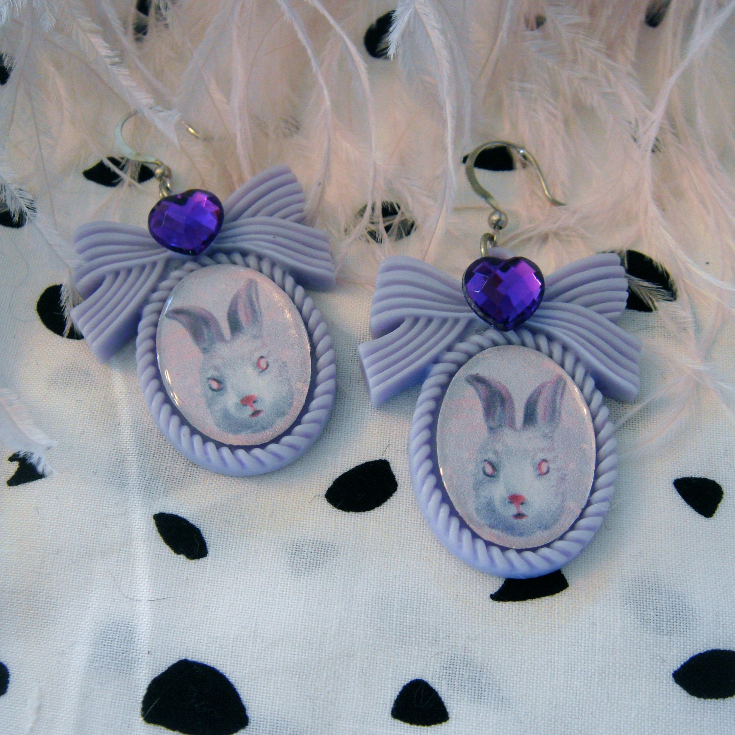 Bunny Head Small Cameo Earrings