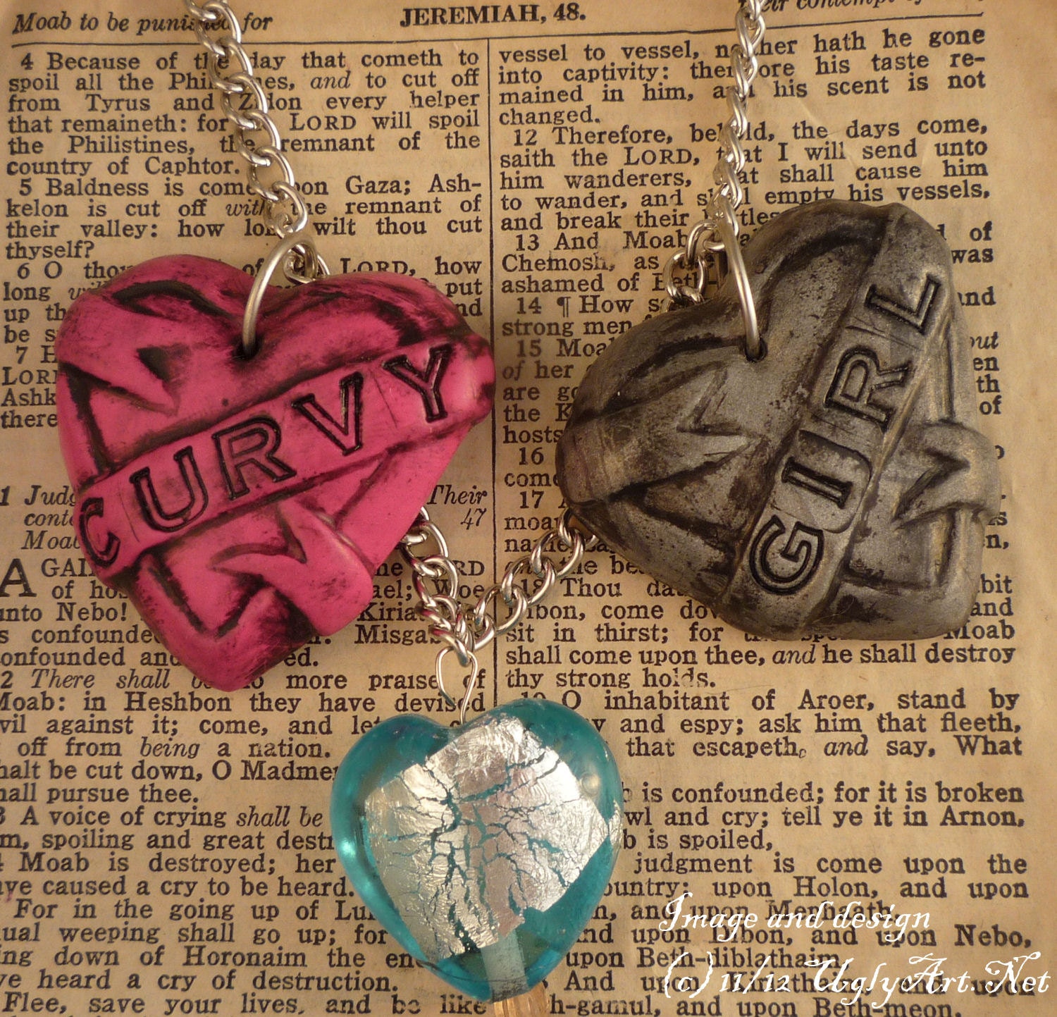Curvy Girl Banner Heart Charm Necklace by Ugly Shyla