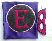 Dark Purple Super Cape with Mask - Add your choice initial.