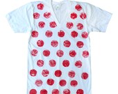 Red Hand Stamped Dots Organic Tee