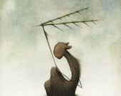Signals End 5 x 7  fine art giclee print reproduction of an original watercolor and ink painting