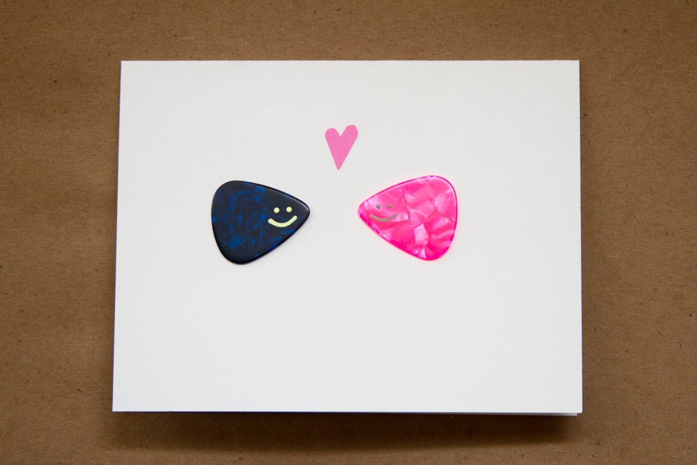 glad I picked you CARD sparkly blue hearts sparkly pink