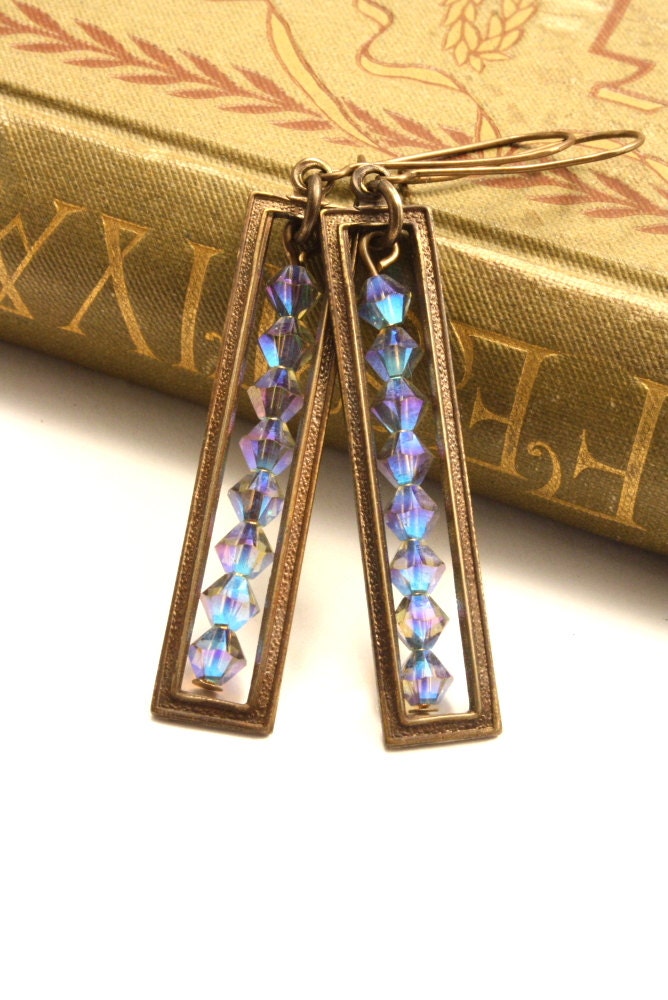 Abacus - Artisan Brass Swarovski Crystal Vintage Revival Earrings