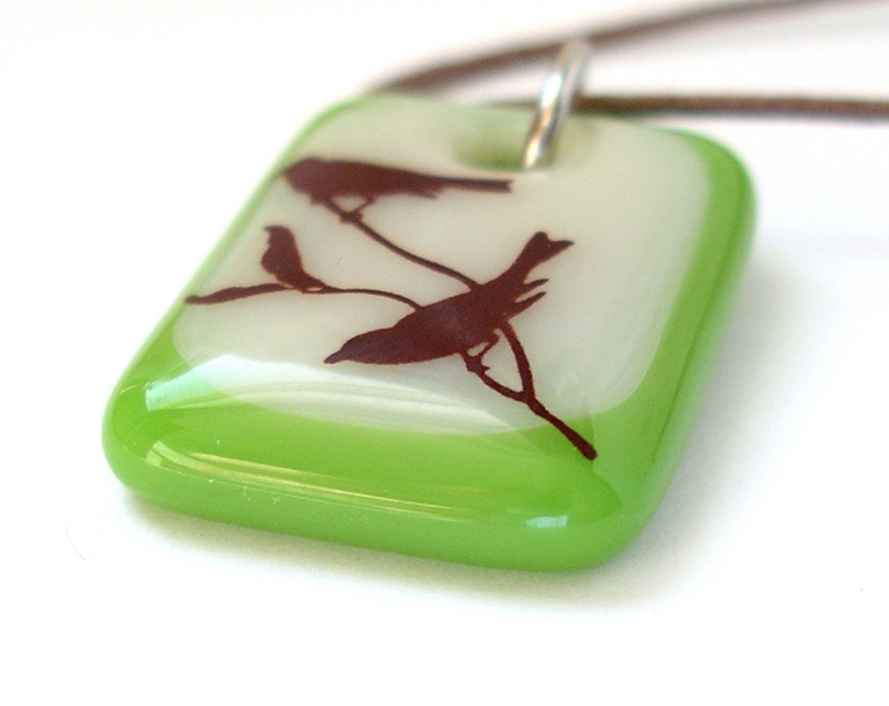 Song Birds Pendant. Sweet Bird Jewelry. An art glass necklace.