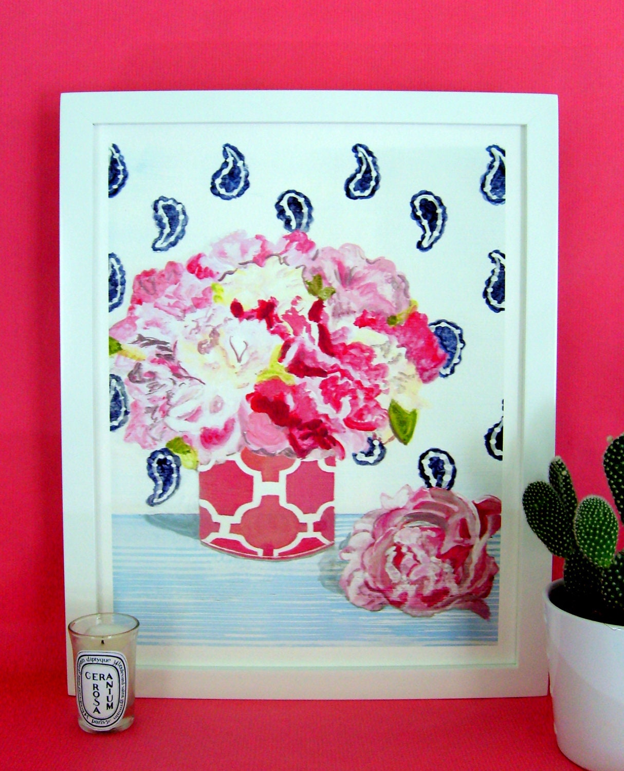 PEONIES and PAISLEY Print