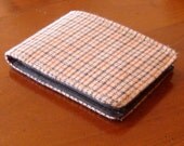 Plaid men's wallet  - 7 pocket bifold - merino wool billfold  - slim wallet