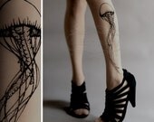 sexy Jellyfish TATTOO gorgeous thigh-high socks GREY