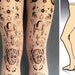 S/M Lost in Space tattoo tights / stockings/ full length / pantyhose / nylons ultra pale
