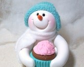 Cupcake Love snowman ornament