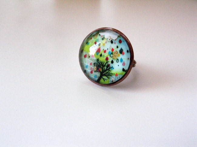 Tree Rain Note - Adjustable Ring