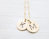 Custom Goldfill Personalized Initial Necklace - 2 discs