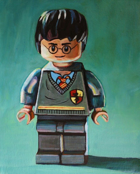 Harry Potter Lego Minifigure Giclee Print of Original Painting 8x10