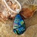 Fused Glass Pendant , Dichroic Glass Slide - Shades of Blue Dichroic Necklace