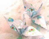Peace Crane Party Favor Wedding Cake Topper Origami Ornament Japanese Paper Bird Floral Embossed Hearts