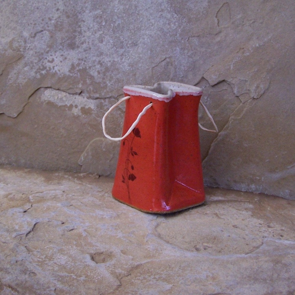 Watermelon Red Stoneware Ceramic Pottery Bag - Poppy