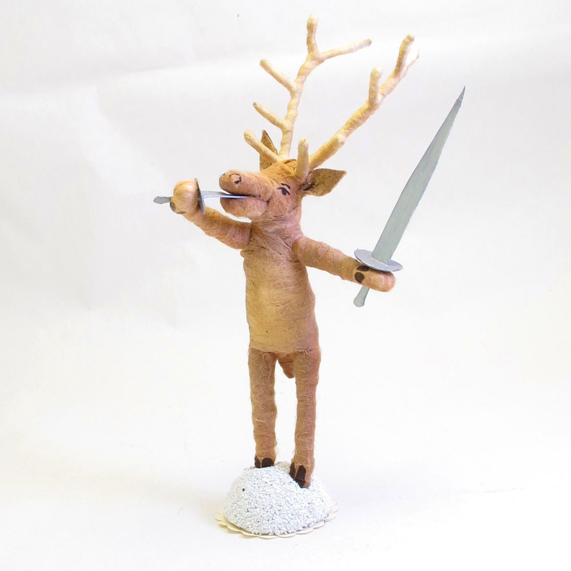 Spun Cotton Vintage Style Woodland Circus Sword Swallowing Reindeer