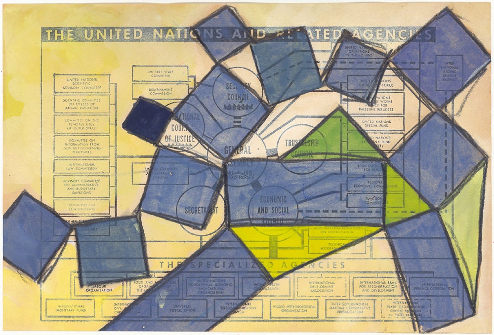 Pythagorean Dream - Original Gouache Painting on Antique Book Paper