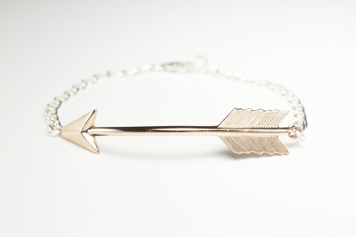 Rose Gold Arrow BRACELET with Sterling Silver Chain