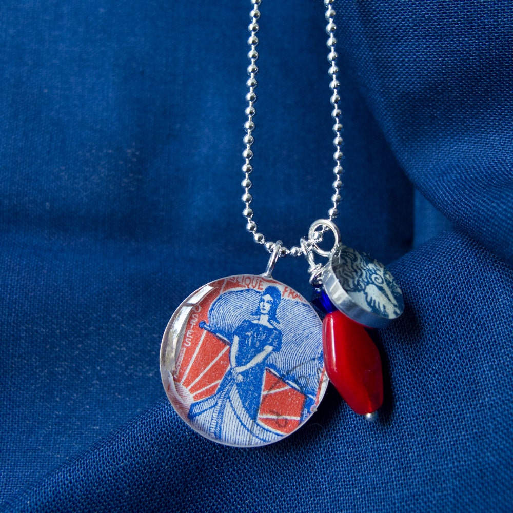 Postage Stamp Cluster Necklace