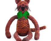 renee -  ruby crocheted plush cat softie with orange lines