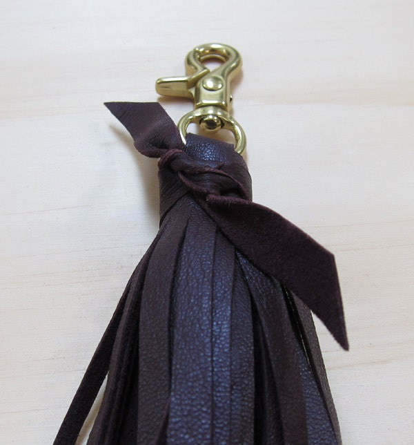 Burgundy Leather Tassel w/ Brass Clip