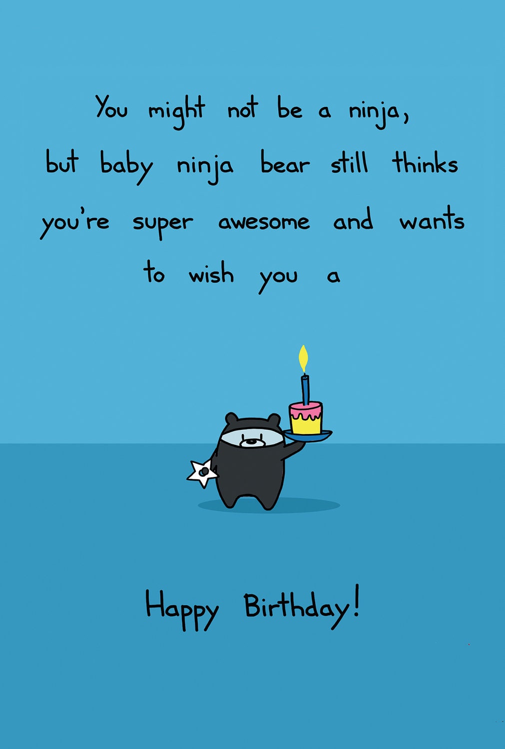 Baby Ninja Bear Birthday Card