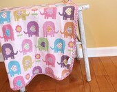 Elephant - Organic Interlock Knit Blanket by PETUNIAS newborn baby gift photo prop purple pink green gold stretch swaddle wrap nursing cover