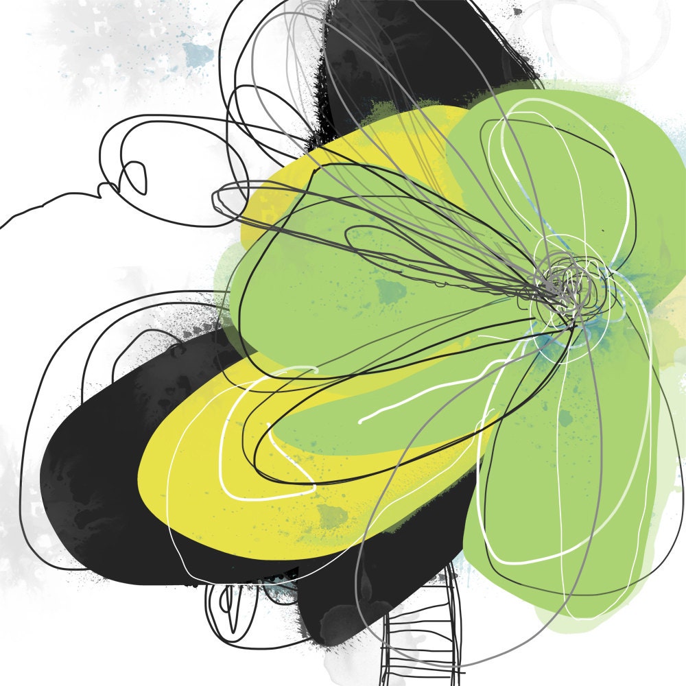 Set of two Citron Green and Yellow mini art prints