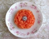 Nectarine Flower Hair Clip. Pin and Hair Clip. Bridesmaid Hair Clip. Corsage. Chiffon. MANY COLORS AVAILABLE. tangerine