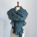 Ruffles Waves Handknit Scarf Cowl - Blue Grey Gray Black - Super soft Italian Fashion