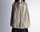 70s shaggy faux fur and knit coat / s / m