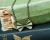 Brass Bow Necklace . Bow Tie Pendant Necklace . Bridesmaid Bow Jewelry
