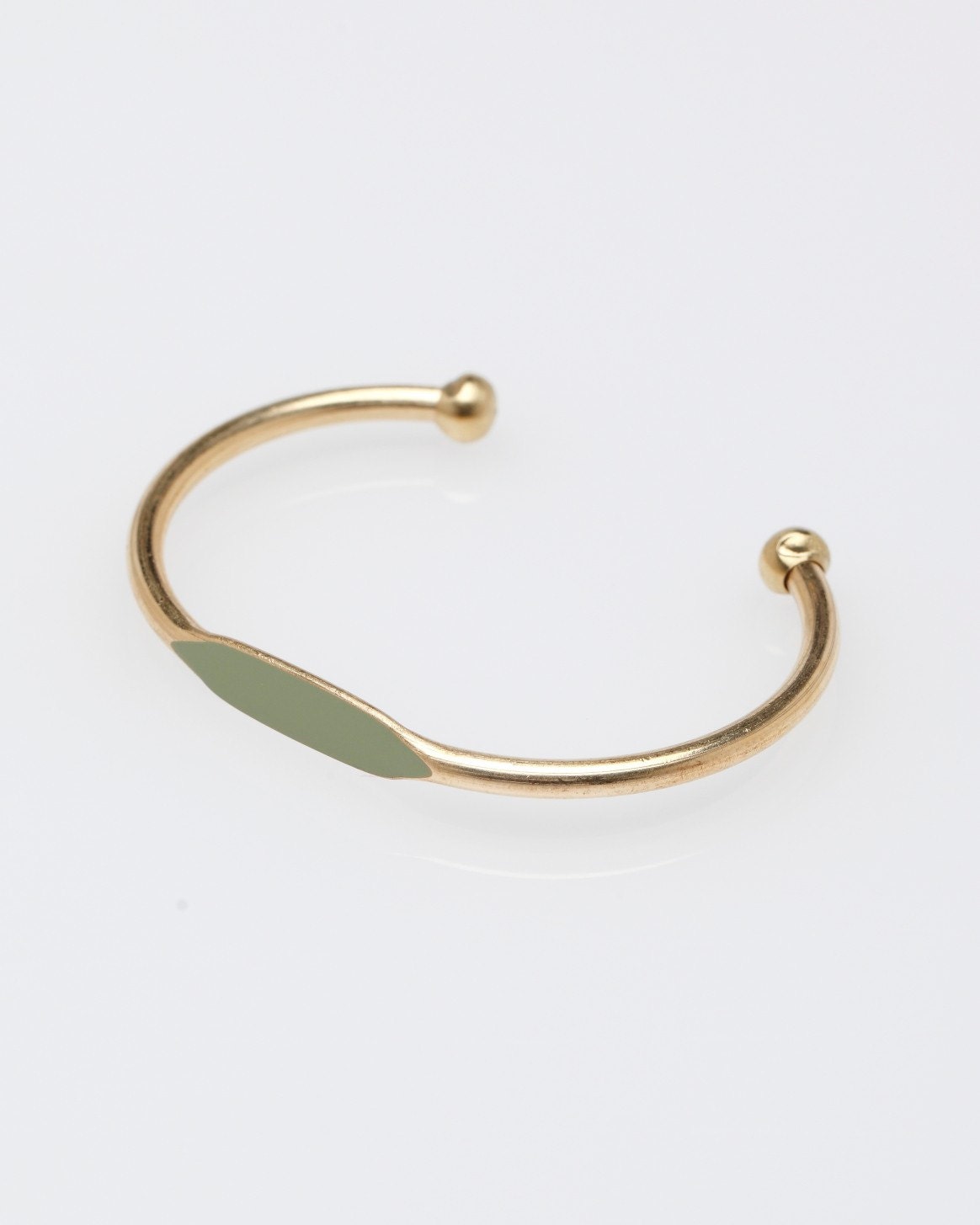 Sage Green Hand Painted Brass ID Bracelet