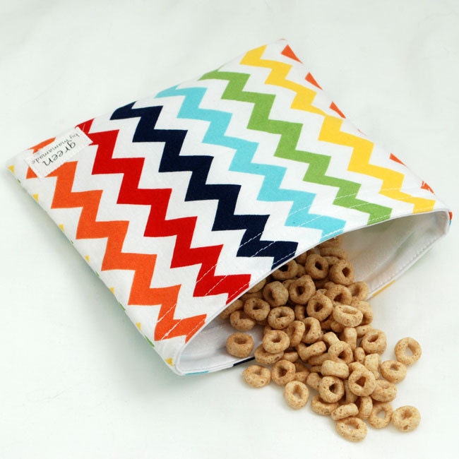 Chevrons (Rainbow) - Medium Reusable Sandwich Bag from green by mamamade