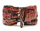 Spontaneous Combustion Beadwoven Freeform Sculptural Cuff Bracelet - Hip to Be Square Collection