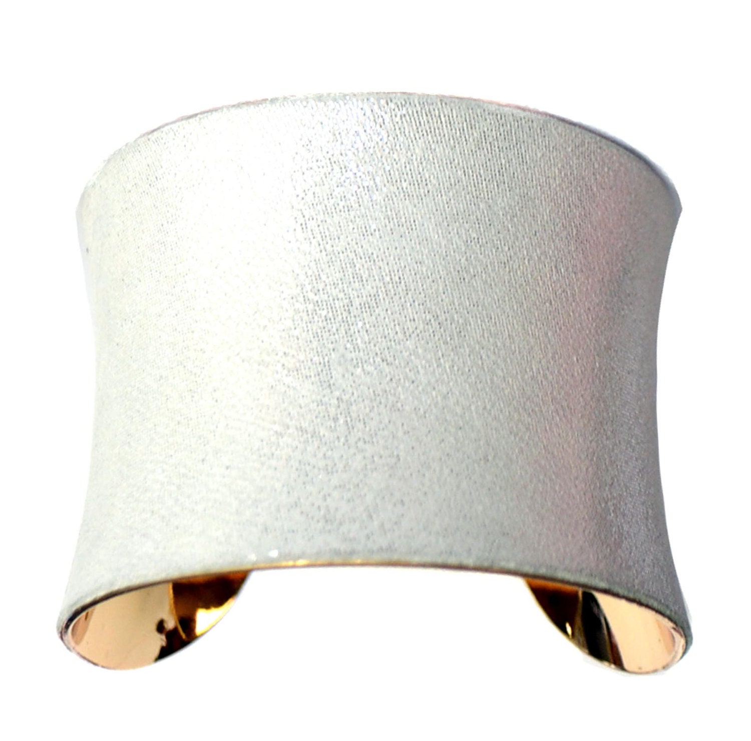 Metallic White Leather Gold Lined Cuff Bracelet - by UNEARTHED