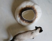 Cat Nap Cocoon / Cave / Bed / House / Vessel - Hand Felted Wool - Crisp Contemporary Design - READY TO SHIP Latte Bubble