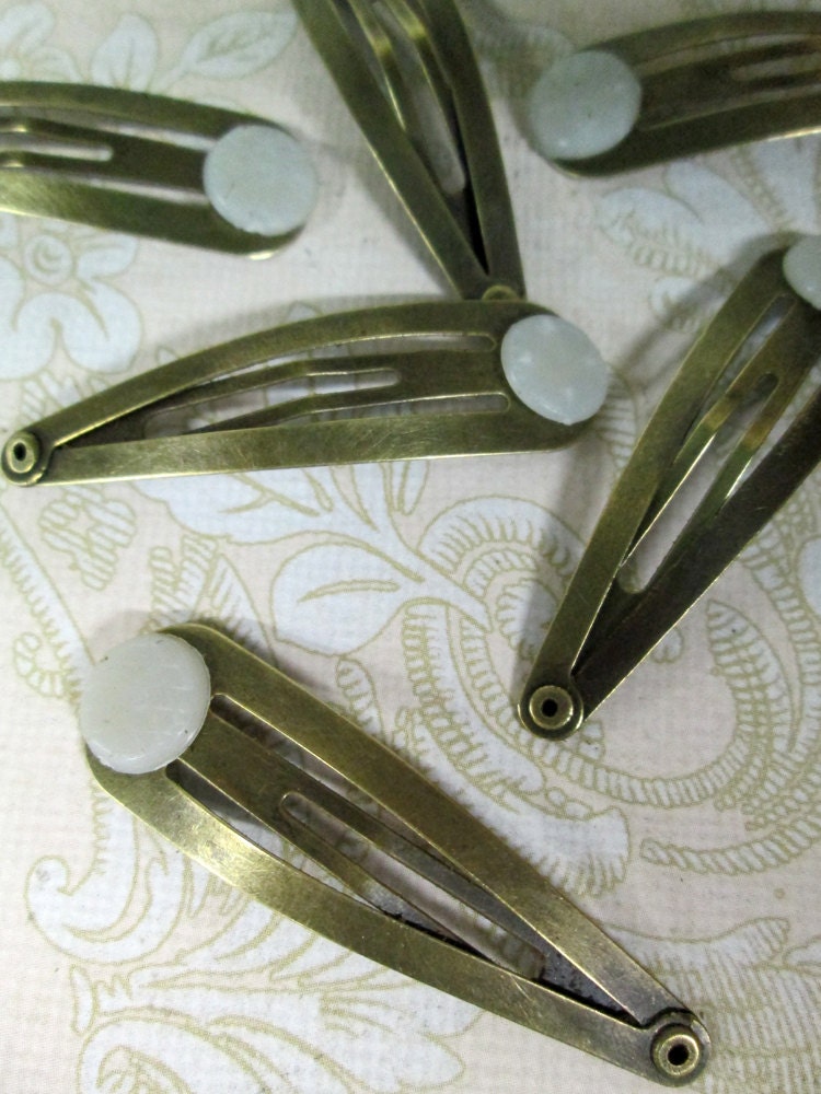 20 brass snap hair clips with a glue on pad